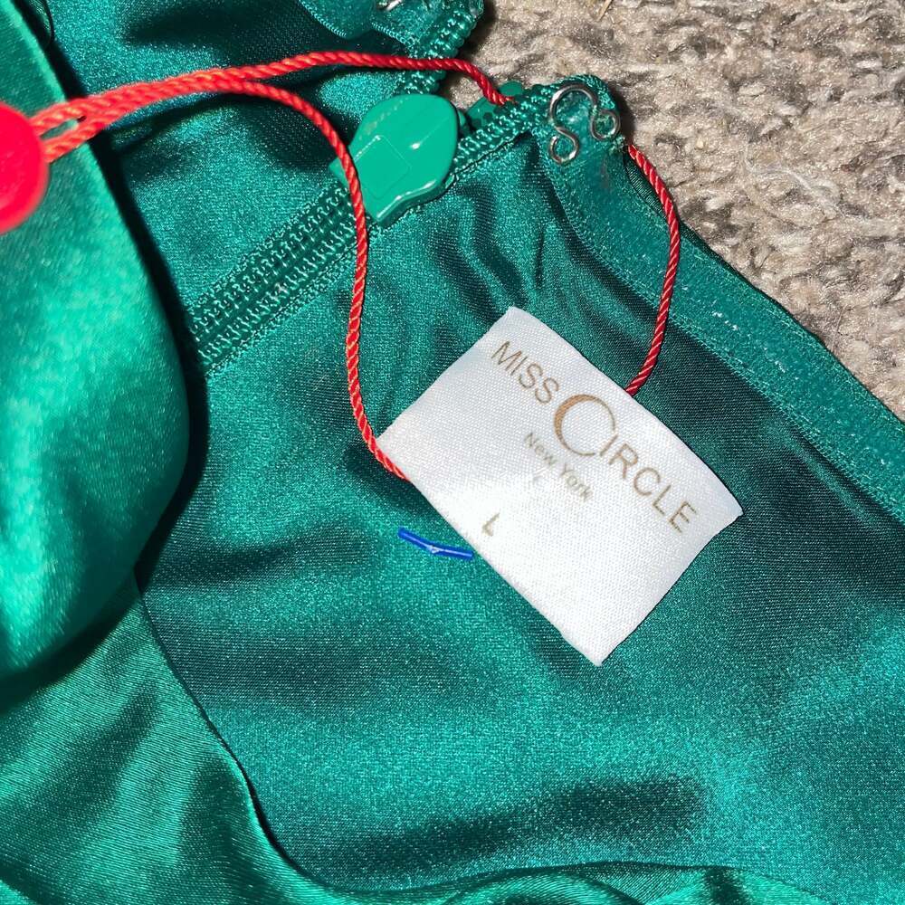 Perrin Emerald Green Feather Dress High Slit Gown, - Picture 8 of 11